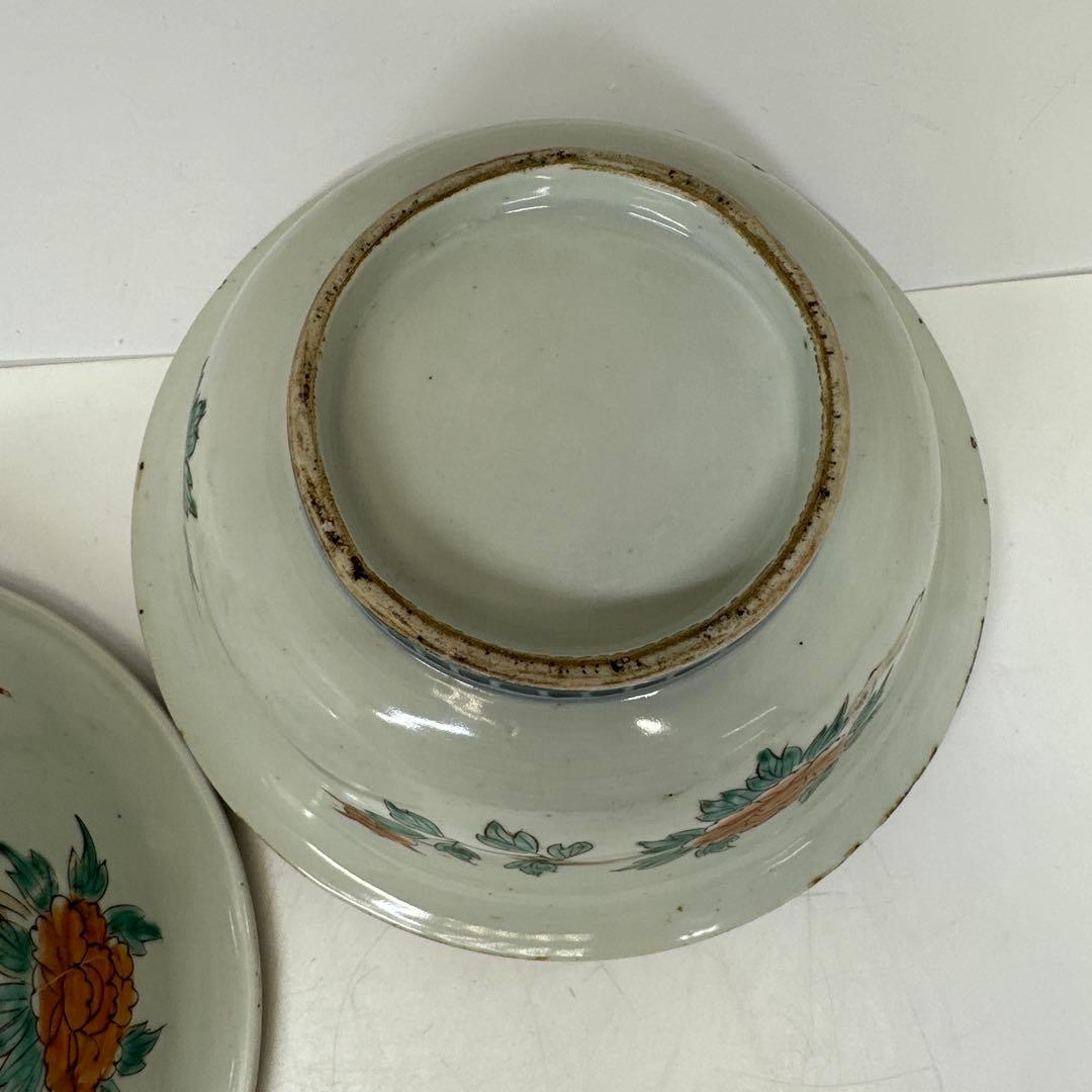 古伊万里　赤絵大鉢　２客　幅約22.8㎝　タサチ　東さ7-0420④