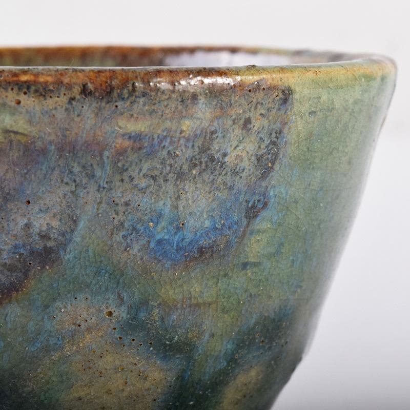 瀬戸焼　古瀬戸　窯変　海鼠釉　ぐい呑　酒盃　書付時代箱　V　R7768