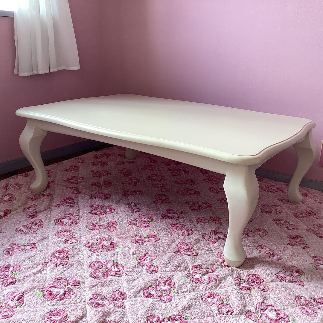 こたつ 猫脚 長方形テーブル 姫系 姫家具 アンティーク風 ねこ脚 猫足