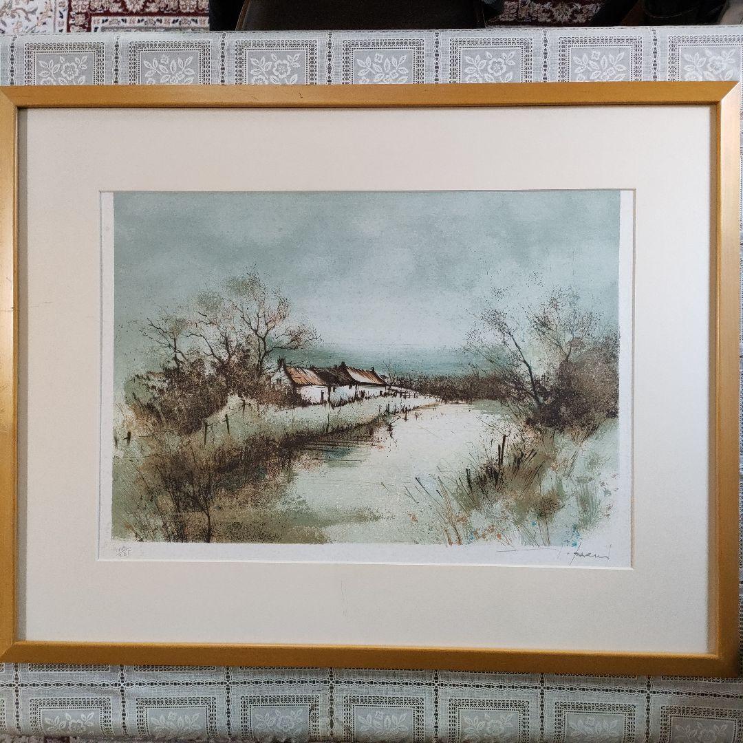 フランソワ·ディザルニー　大判リトグラフ『川岸の家』