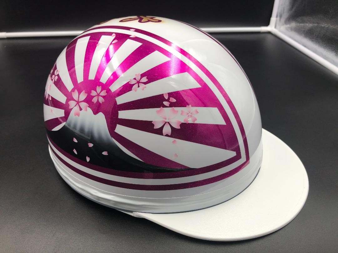 コルク半　カスタム　富士日章　三つボタン　ホワイトピンク　ラメ　桜　文字あり