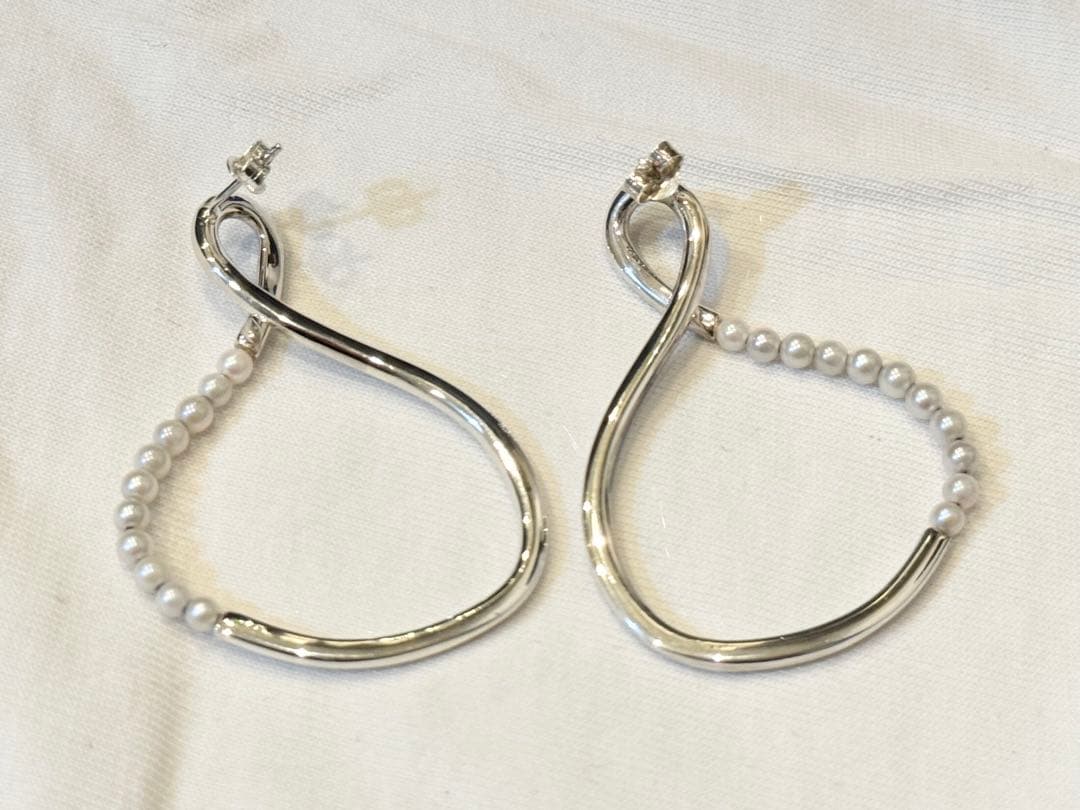 美品★blanc irisシルバー パールピアスブランイリス