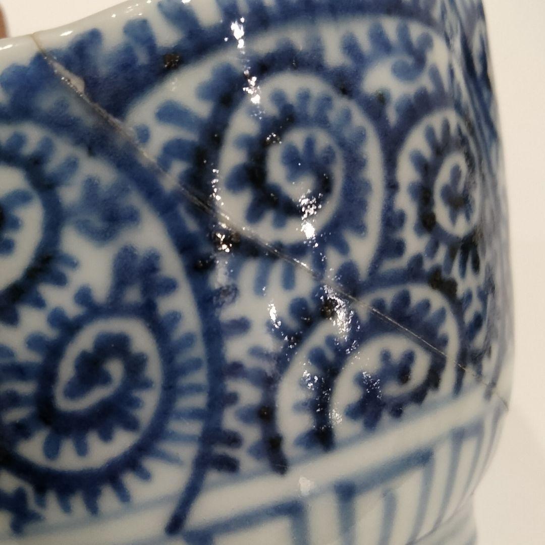 Ｗ209 江戸期 古伊万里 染付 蛸唐草猪口 20客セット 　GG