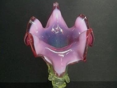 ★G1703★ アンティーク ウランガラス　花瓶　花器　ヨーロッパ