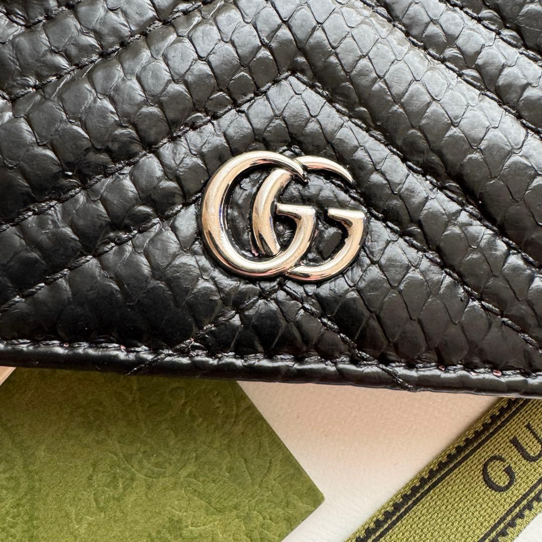 【美品】 GUCCI グッチ マーモント 2つ折り 財布 コンパクト パイソン