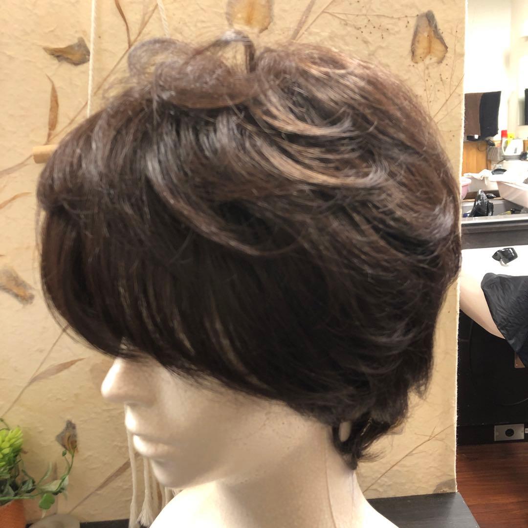 新品 医療用ウィッグ 総手植えショートカット 長め カール柔らか ブラウン