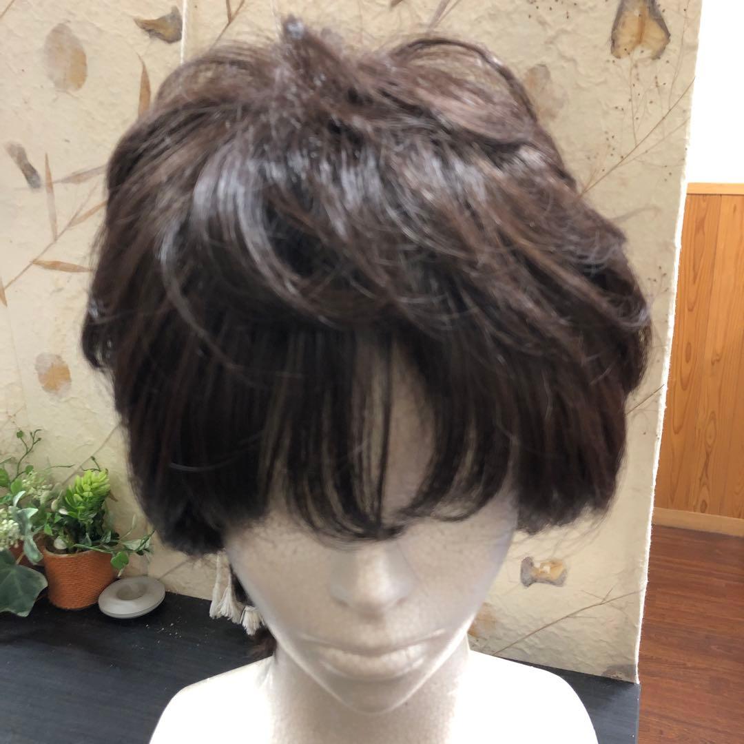 新品 医療用ウィッグ 総手植えショートカット 長め カール柔らか ブラウン