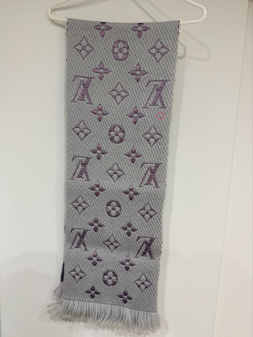 Louis Vuitton モノグラムマフラー グレー/パープル