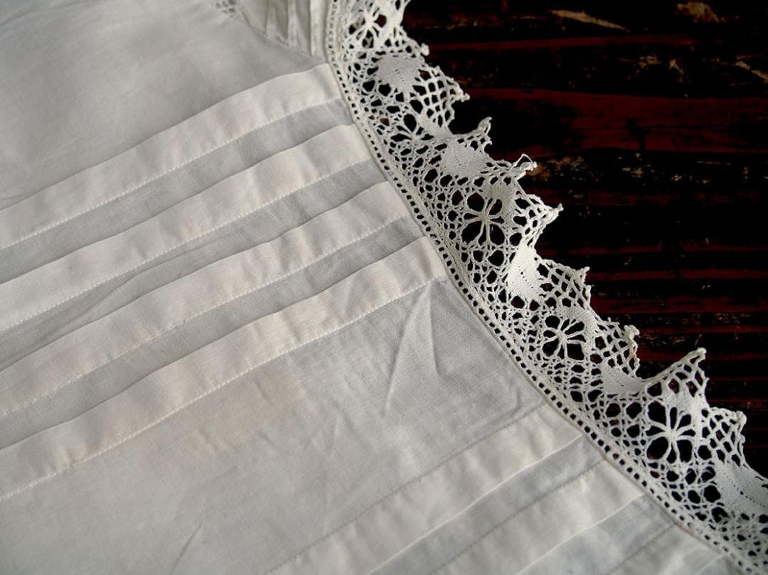 刺繍レースとシェルボタンの部屋着 ナイティ時代衣装 丈111cm /K379