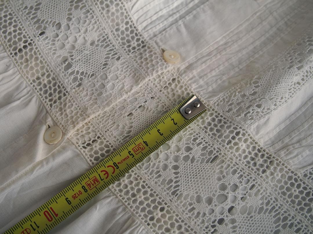 刺繍レースとシェルボタンの部屋着 ナイティ時代衣装 丈111cm /K379