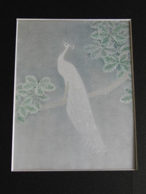 上村淳之、【啼く】、希少な額装用画集より、新品額装付、状態良好