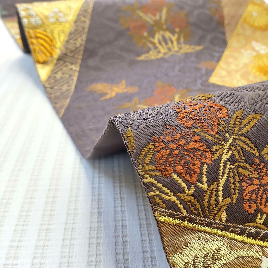 【袋帯】灰紫の気品＊有職文様がずらり並ぶ“雅の世界｜裂取り｜440cm