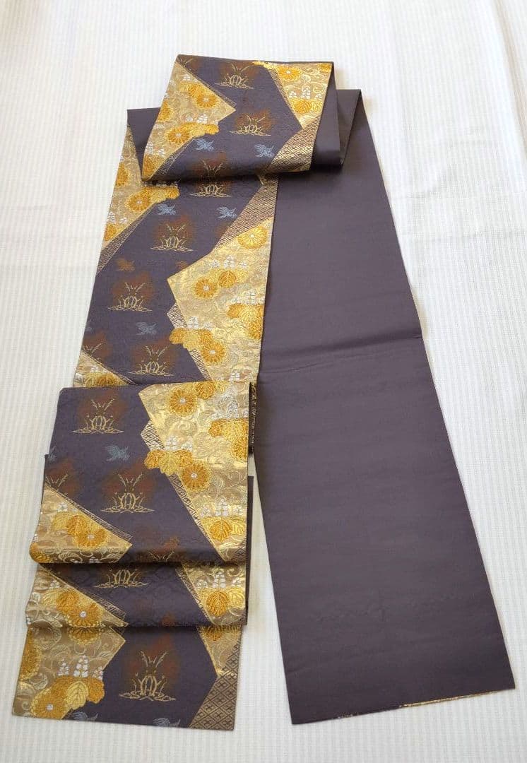 【袋帯】灰紫の気品＊有職文様がずらり並ぶ“雅の世界｜裂取り｜440cm