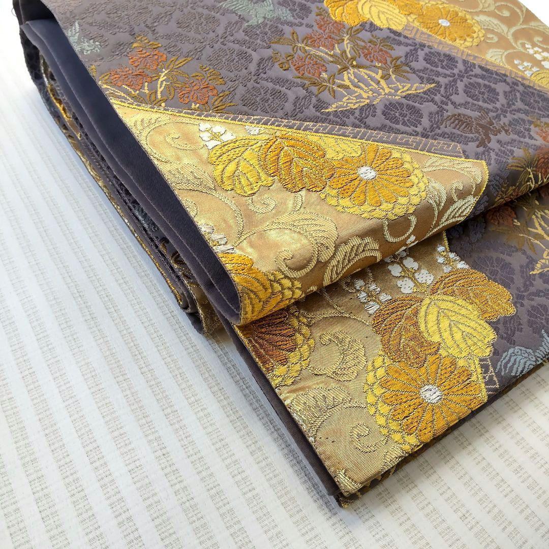 【袋帯】灰紫の気品＊有職文様がずらり並ぶ“雅の世界｜裂取り｜440cm