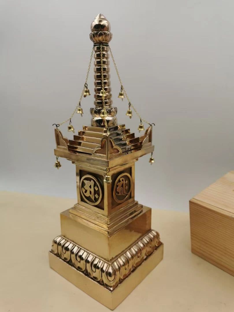 【修縁堂】バジュラ希少 チベット密教 密教法具 宝篋印塔29cm