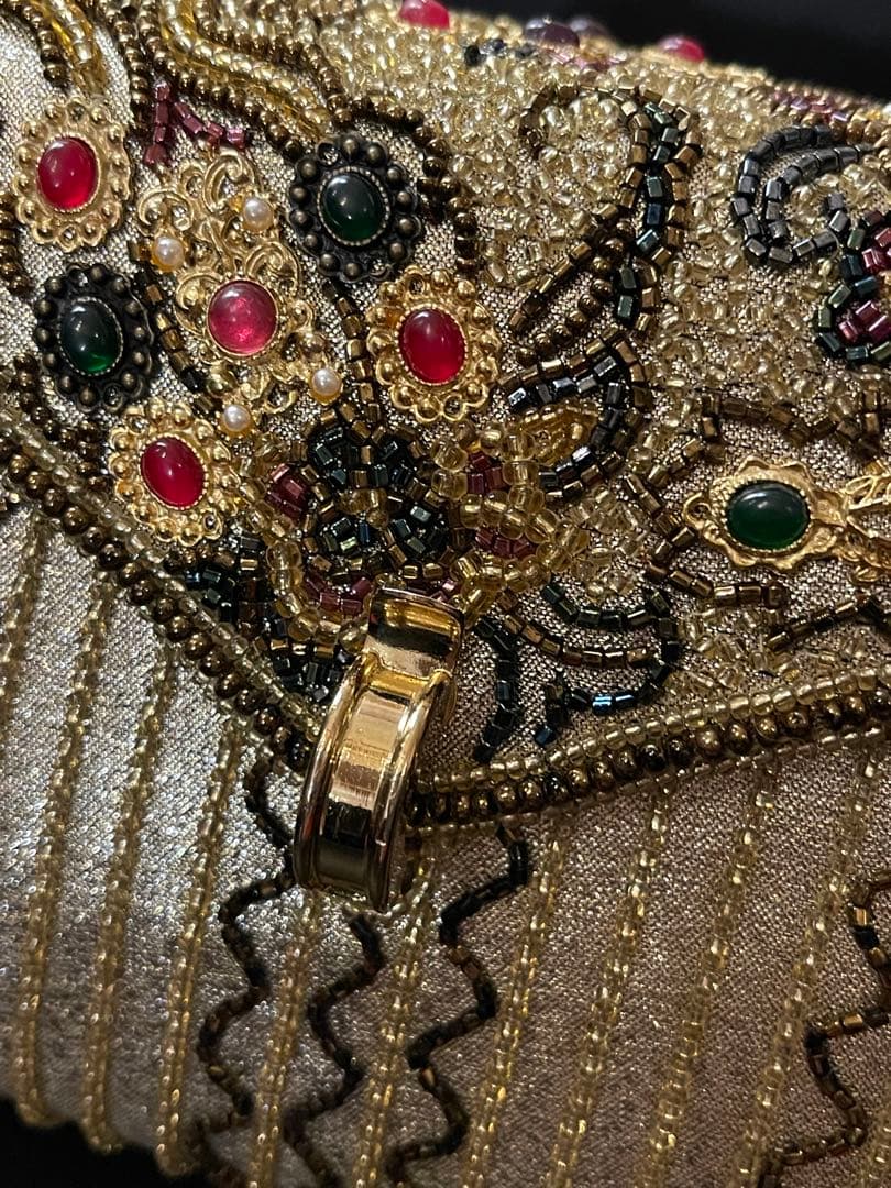 LUMI ビーズ刺繍 ゴールド パーティーバッグ