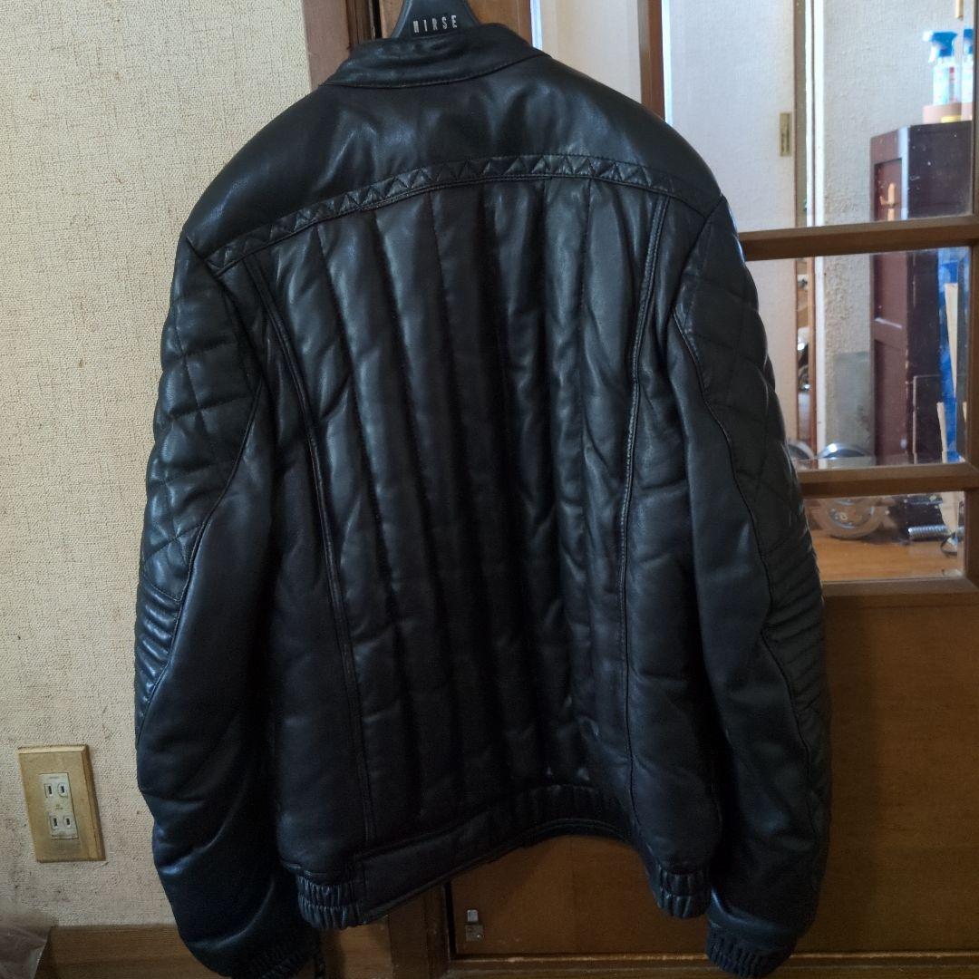 ユニオンジャップシングルライダースダウンジャケットサイズLブラック。