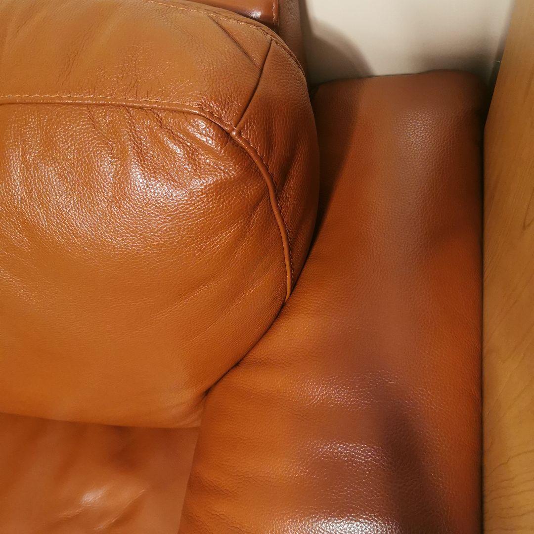 【MDS様用】ブラウン本革3人掛けソファ