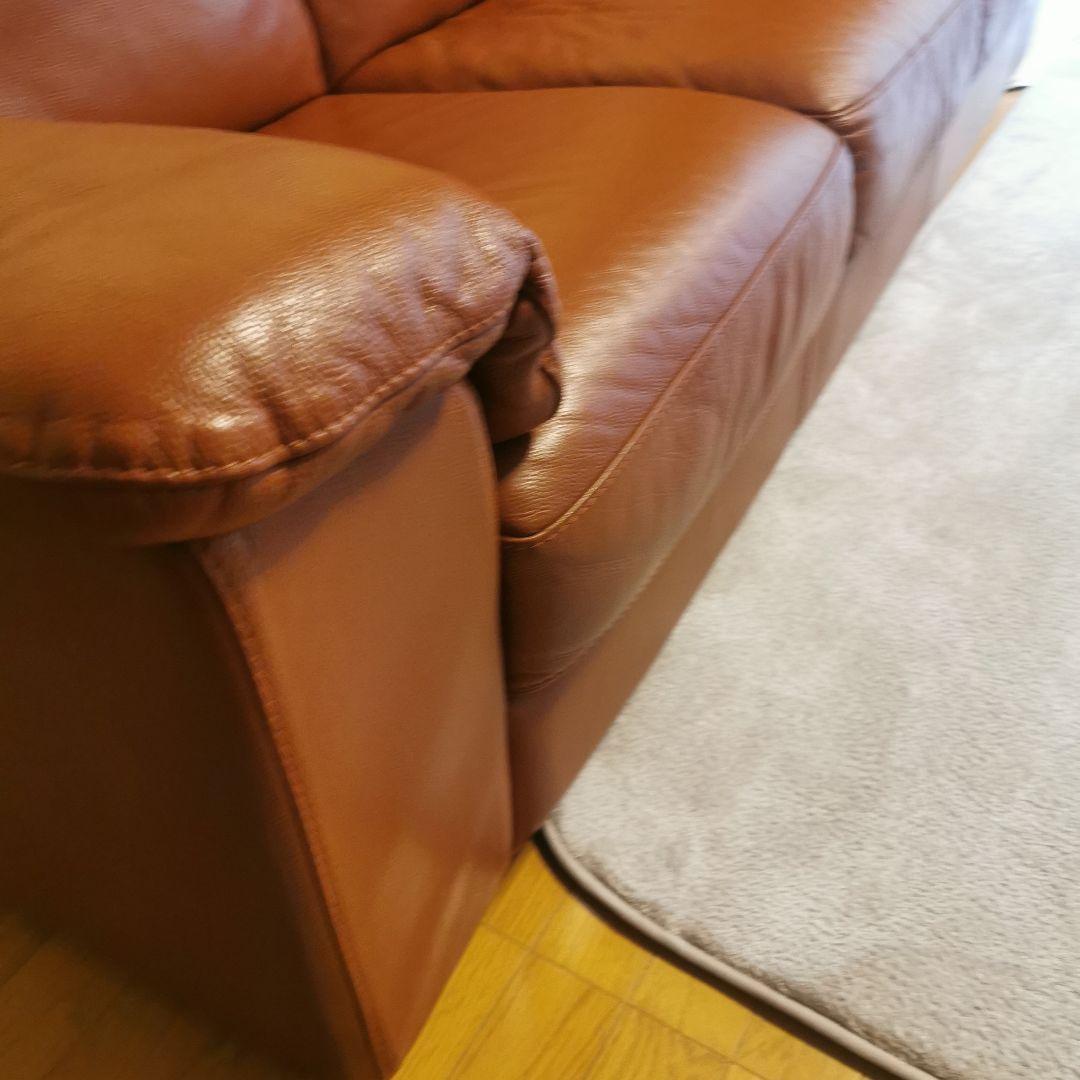 【MDS様用】ブラウン本革3人掛けソファ