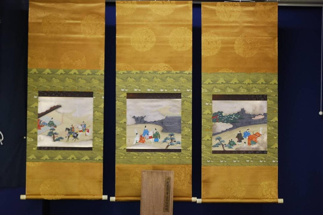 模写/土佐光起/源氏物語図/三幅対/布袋屋掛軸HD-439