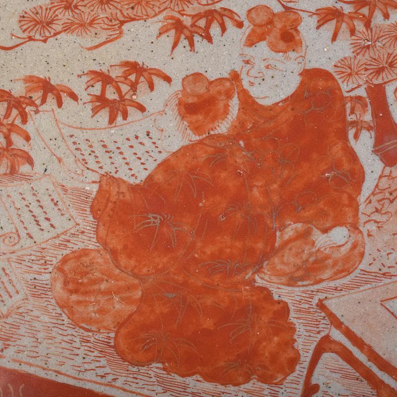 masa　古九谷赤絵銀彩　人物文皿　二種　十客　時代箱付　F　R9004B