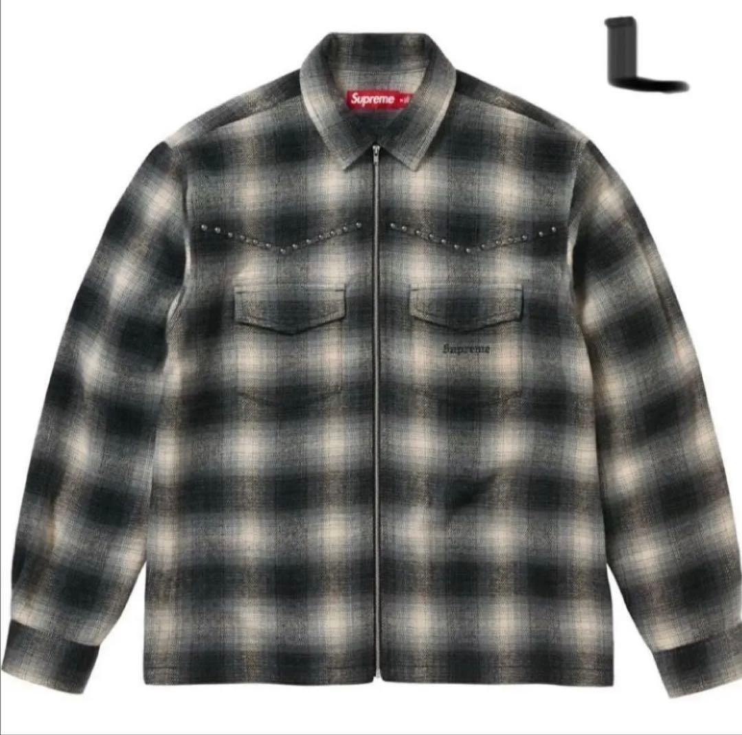 ジャケット・アウター Supreme Studded Shadow Plaid ZipUpShirt