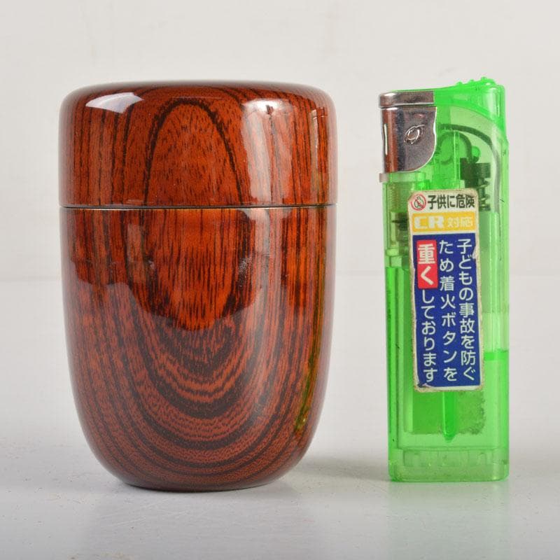 茶道具　漆塗　きれいな木目の棗　時代箱付　V　6715