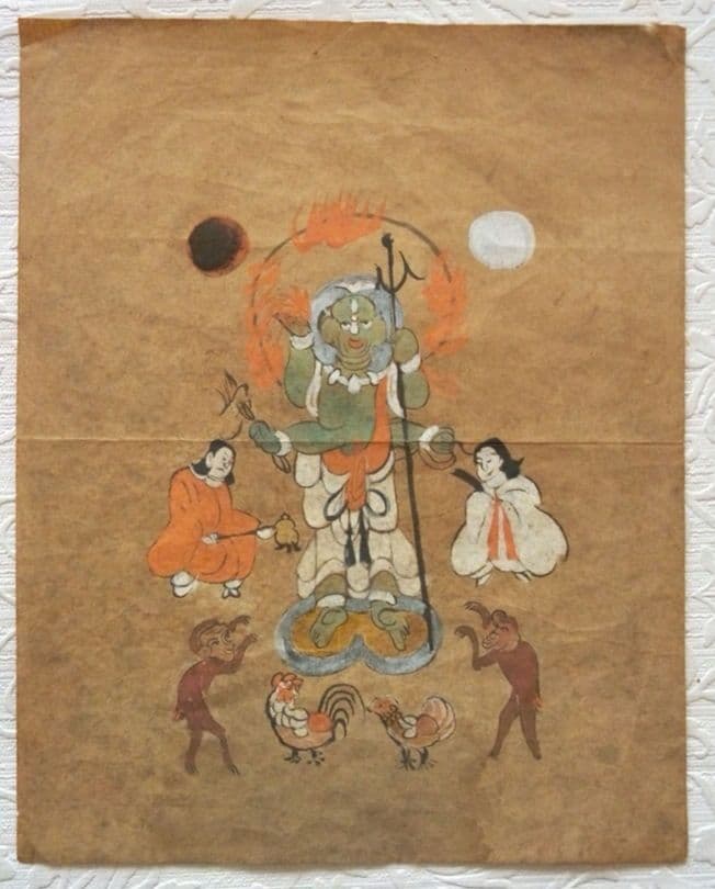 本物大津絵、青面金剛(不動明王）