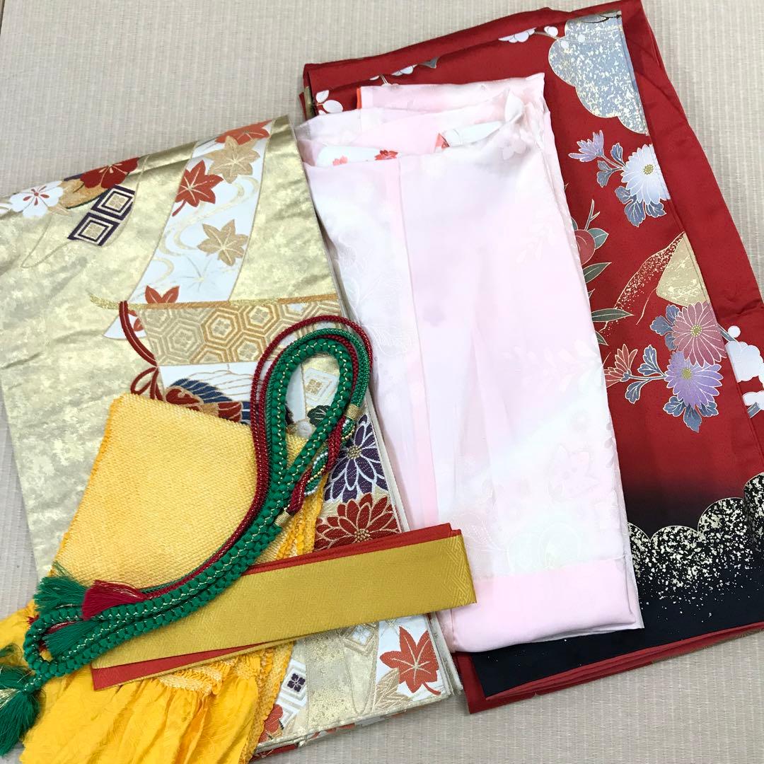 梅乃【135】正絹　振袖　フルセット　赤　大人　成人式　セット