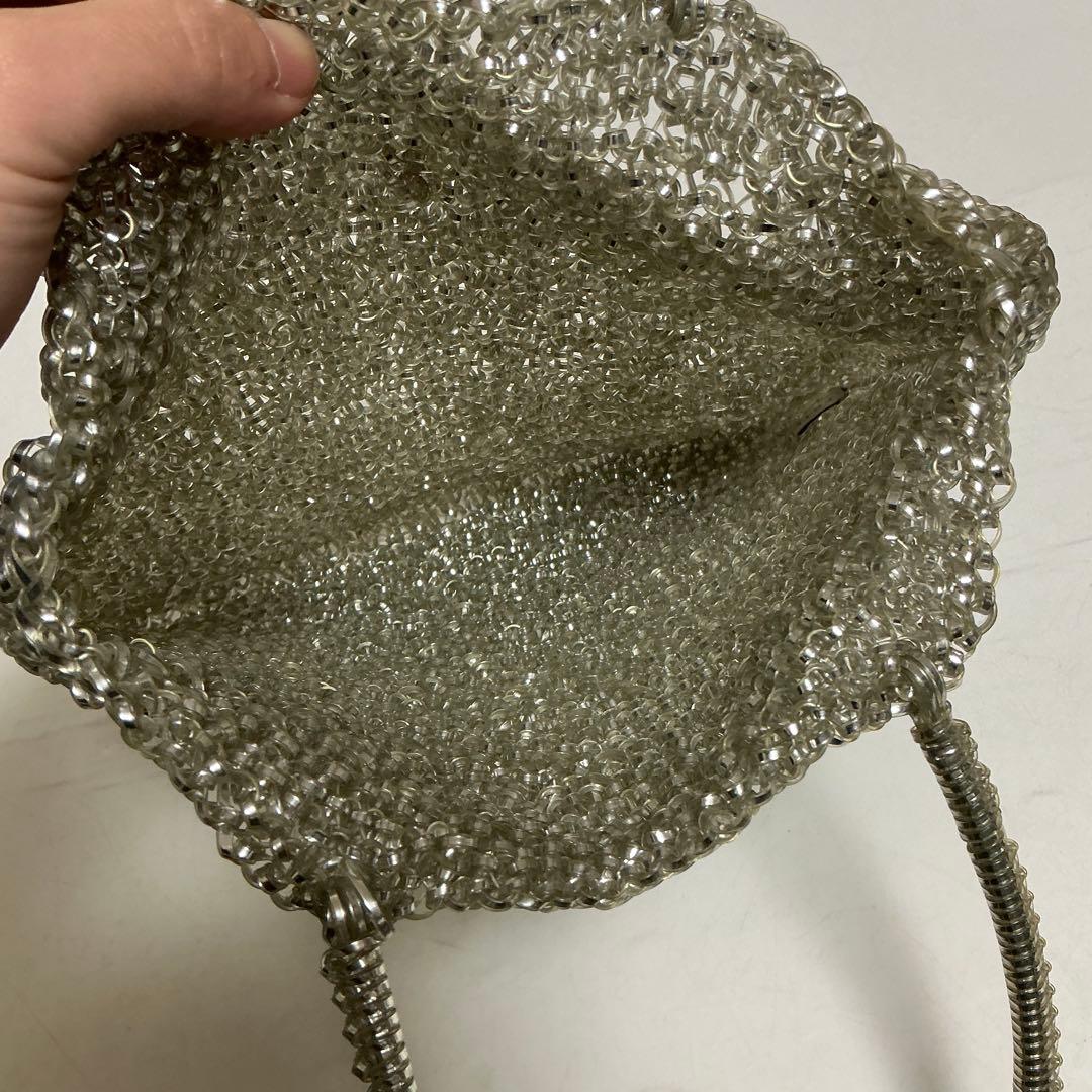 アンテプリマ　ワイヤーバッグ　シルバー メタル編み込みハンドバッグ