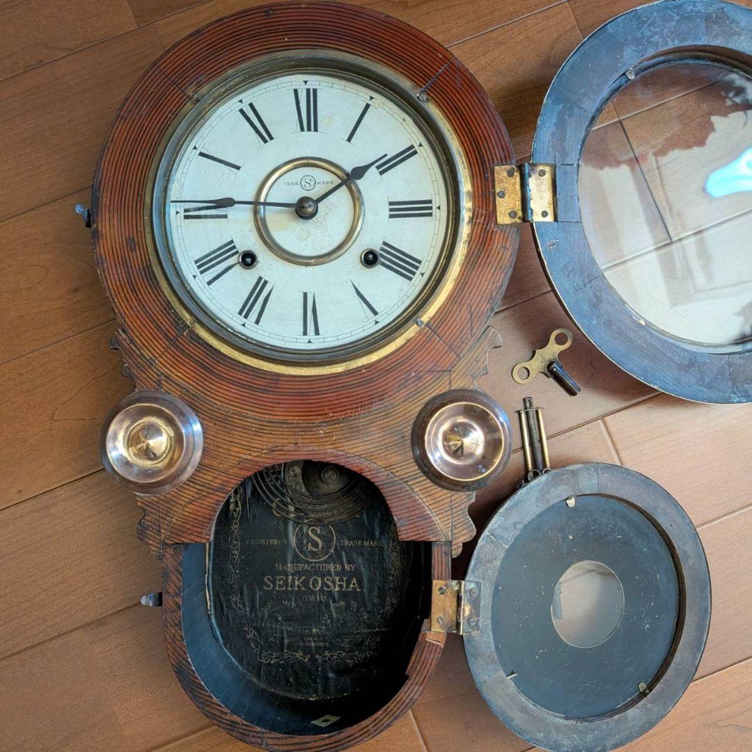 掛時計　古時計　アンティーク掛時計　振り子時計　ゼンマイ時計　精工舎