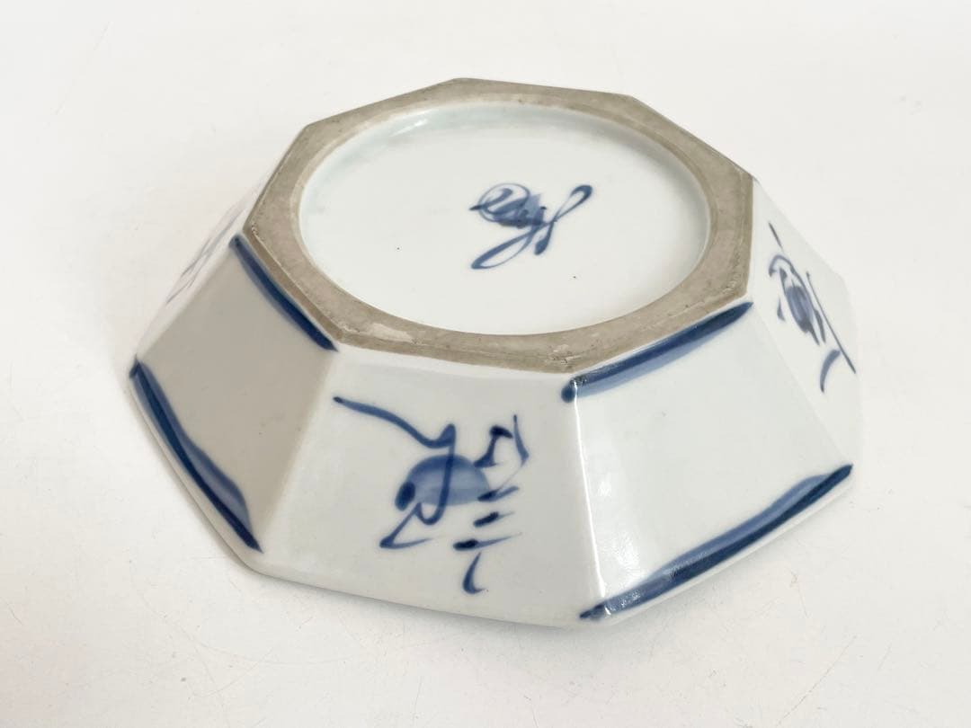 陶芸家　人間国宝　富本憲吉　染付　漢詩　文字文　八角皿　皿