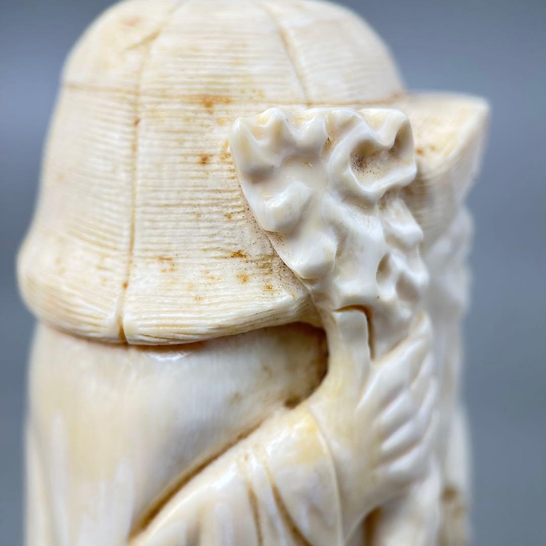 A28彫刻極上根付天然素材アンティーク骨董飾り物古美術置物細密細工354g