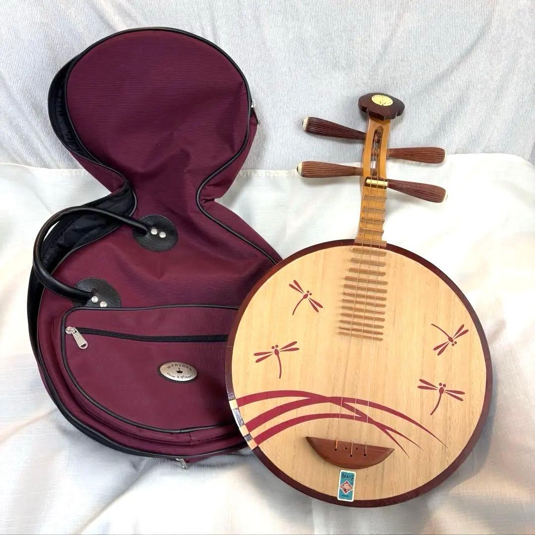民族楽器 月琴 専用ケース 教本付き