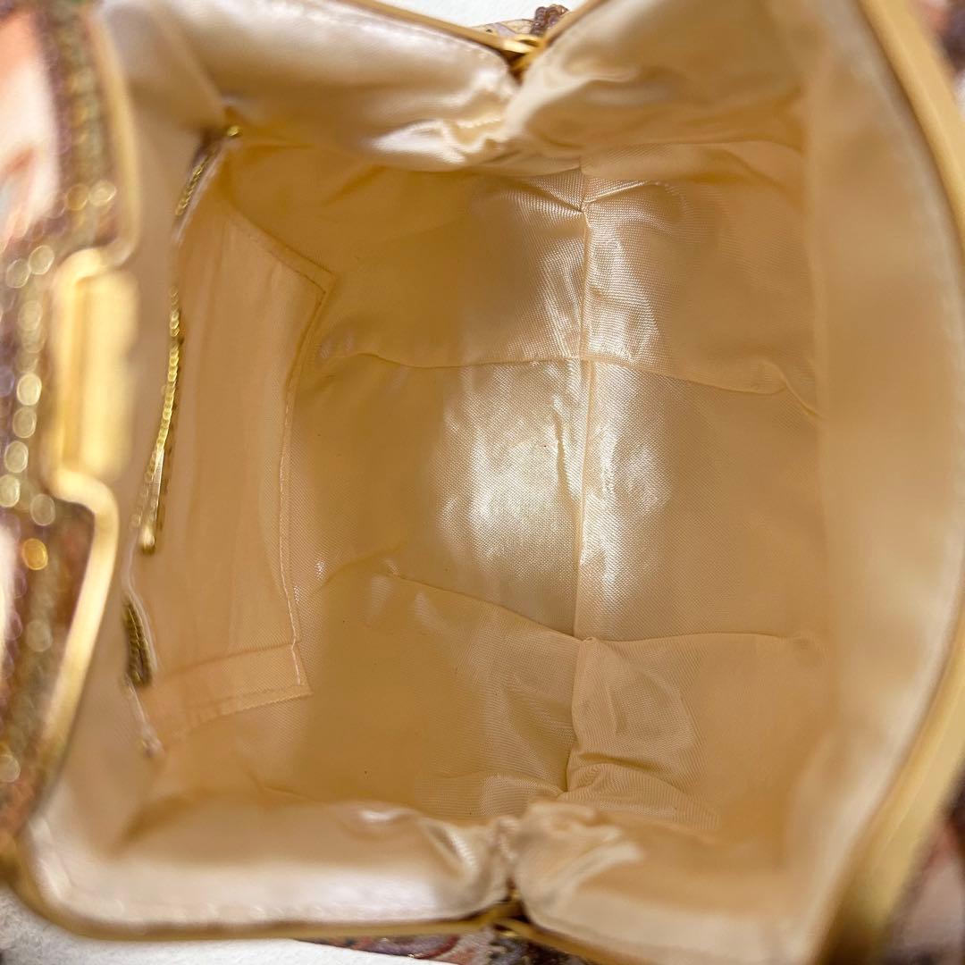 未使用タグ付 OKAJIMA オカジマ ビーズバッグ シルク 和装 ハンドバッグ