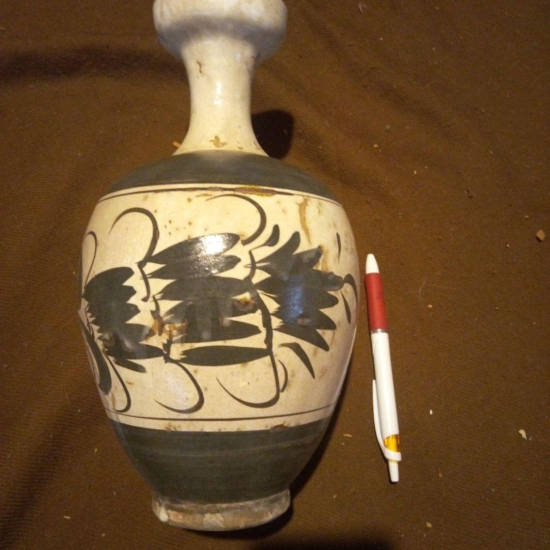 中国陶磁器　宋磁州窯　鶴首壺