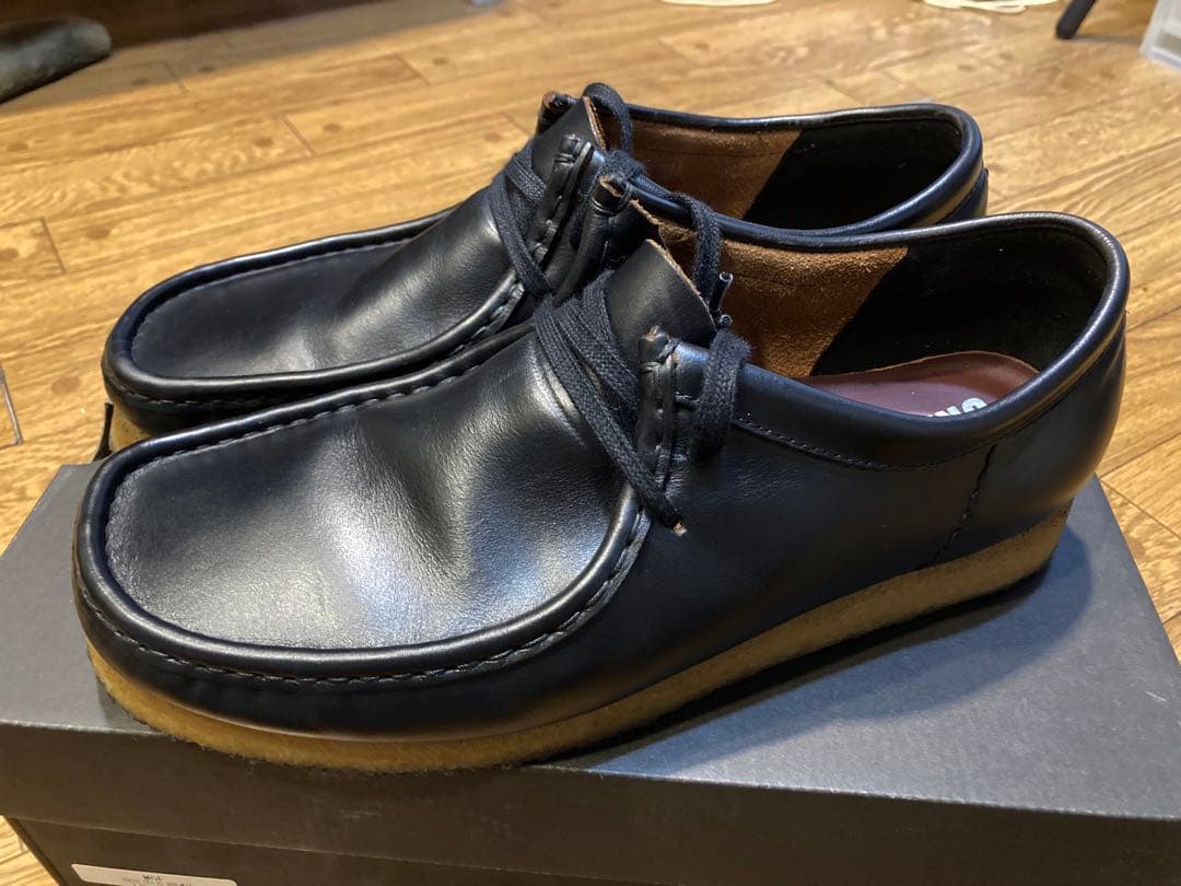 クラークスワラビー　BLACK Smooth Leathe