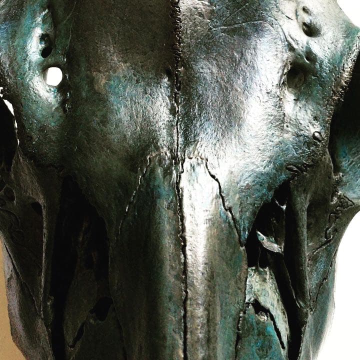 鹿頭蓋骨　頭骨　ブロンズ加工