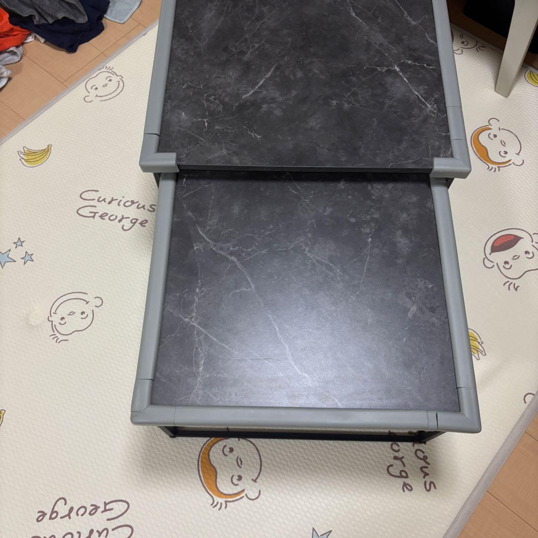 O*e様 LOWYA ローテーブル Sサイズ 大理石柄 ダークグレー/ブラック