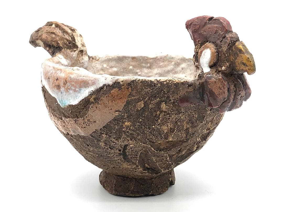 【 古陶碗『東天紅』】　銘花押：宗易（千利休法名） 　蔵出　共箱