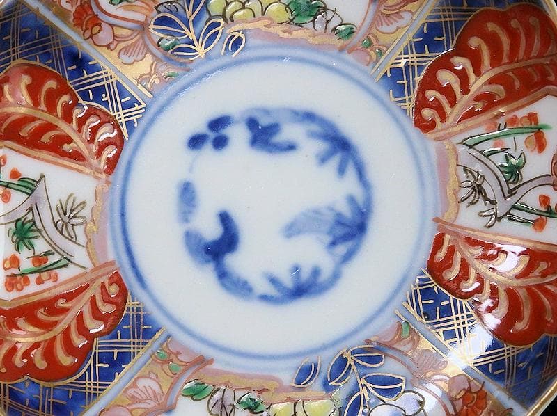 古伊万里　色絵　獅子に牡丹　梅に鶯の図　４寸皿　５枚　C233AS-fbsy