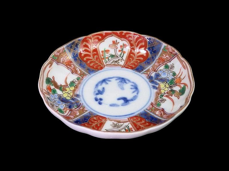 古伊万里　色絵　獅子に牡丹　梅に鶯の図　４寸皿　５枚　C233AS-fbsy