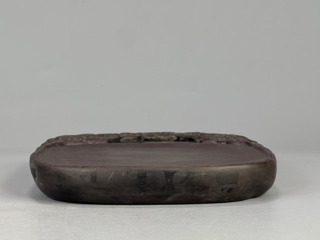 中国美術　清時代　清康熙　陳奕禧銘　祥雲龍文端渓硯　紫端渓　古物保証　唐物　古物