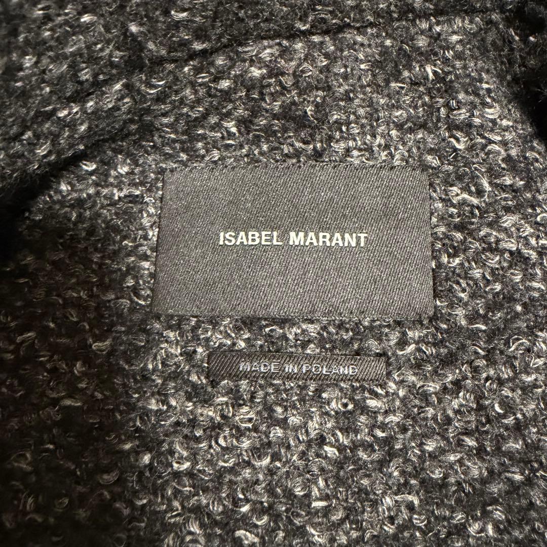 近年極美品　イザベルマラン　ツイードチェスターコート　くるみボタンオーバーサイズ