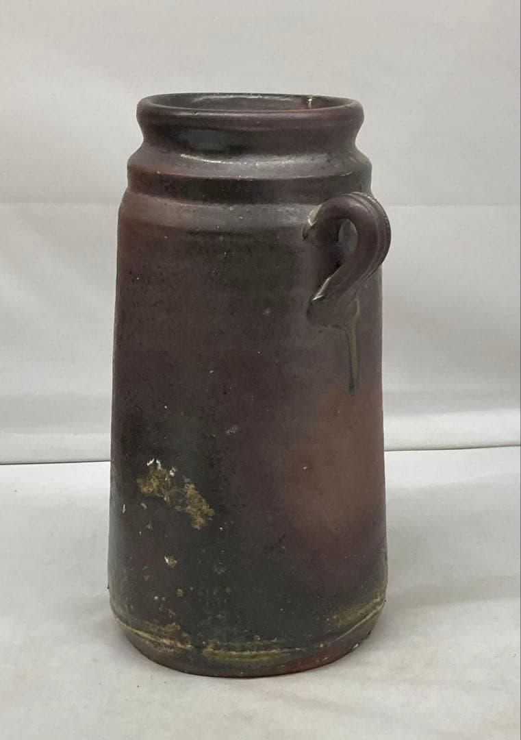 B457b「備前 花入」紀文春造　共布共箱　伊部　備前焼　日本六古窯