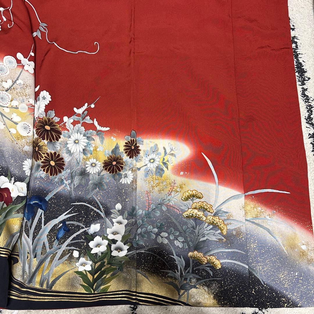 現在最安値　振袖 赤黒金牡丹【Lサイズ相当】古典