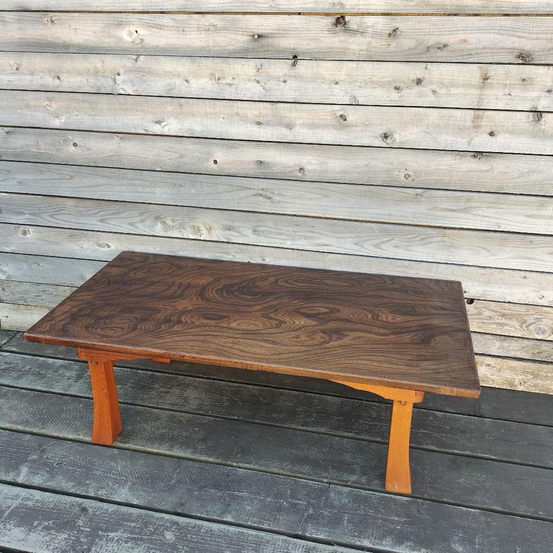 M♦アンティーク　欅　二月堂　折り畳みコーヒーテーブル　センターテーブル