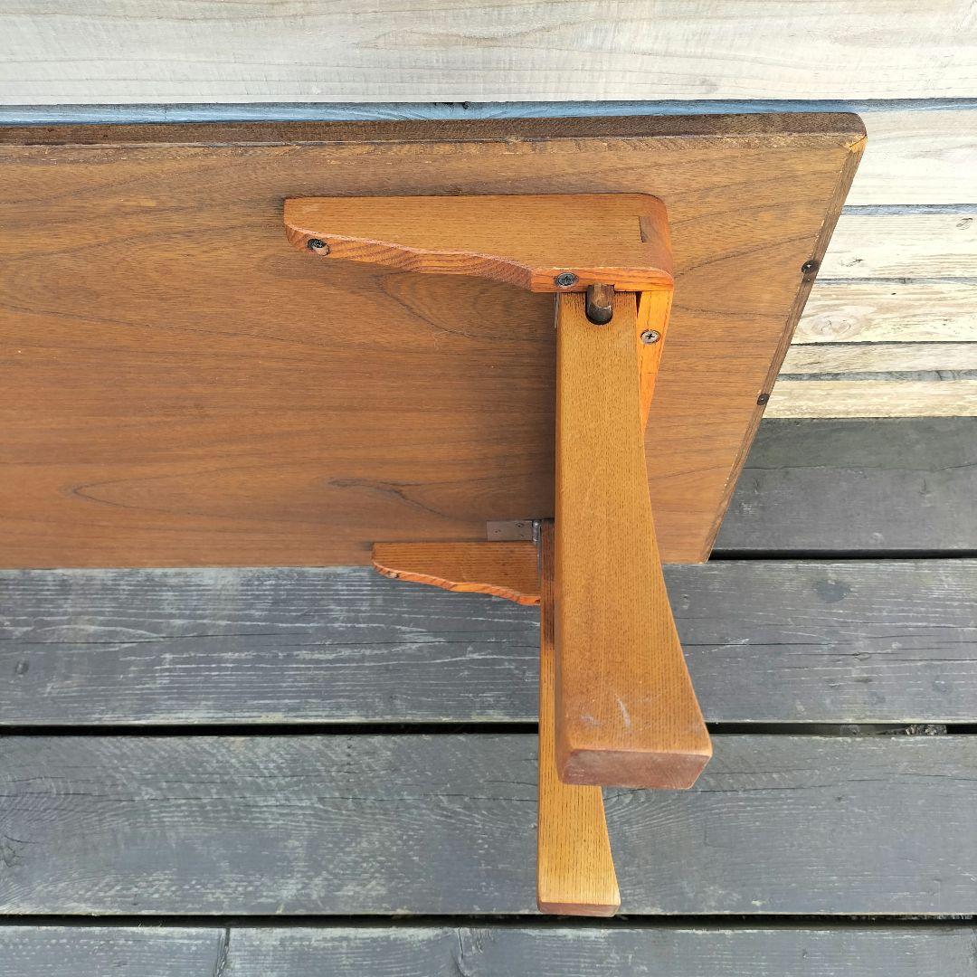 M♦アンティーク　欅　二月堂　折り畳みコーヒーテーブル　センターテーブル