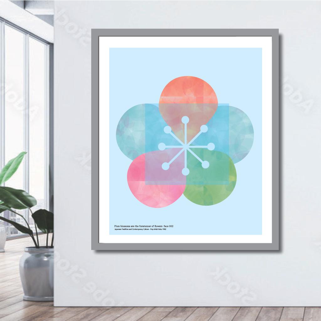 No.kashikomi梅－face002／ アートポスター　400×500