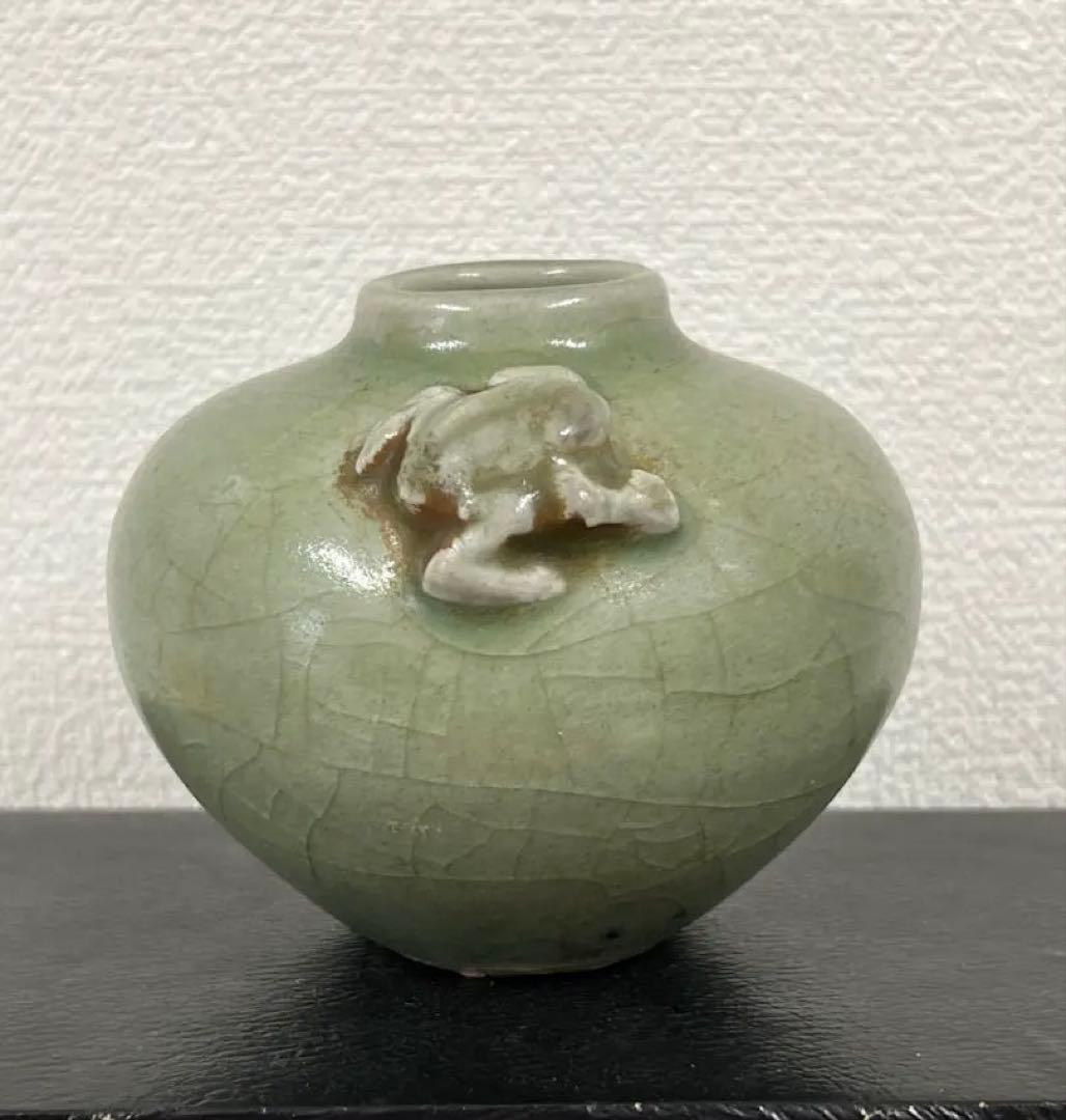 中国明時代　龍泉窯青磁水盂 文房具　胴直径約9.5㎝ BL2-4